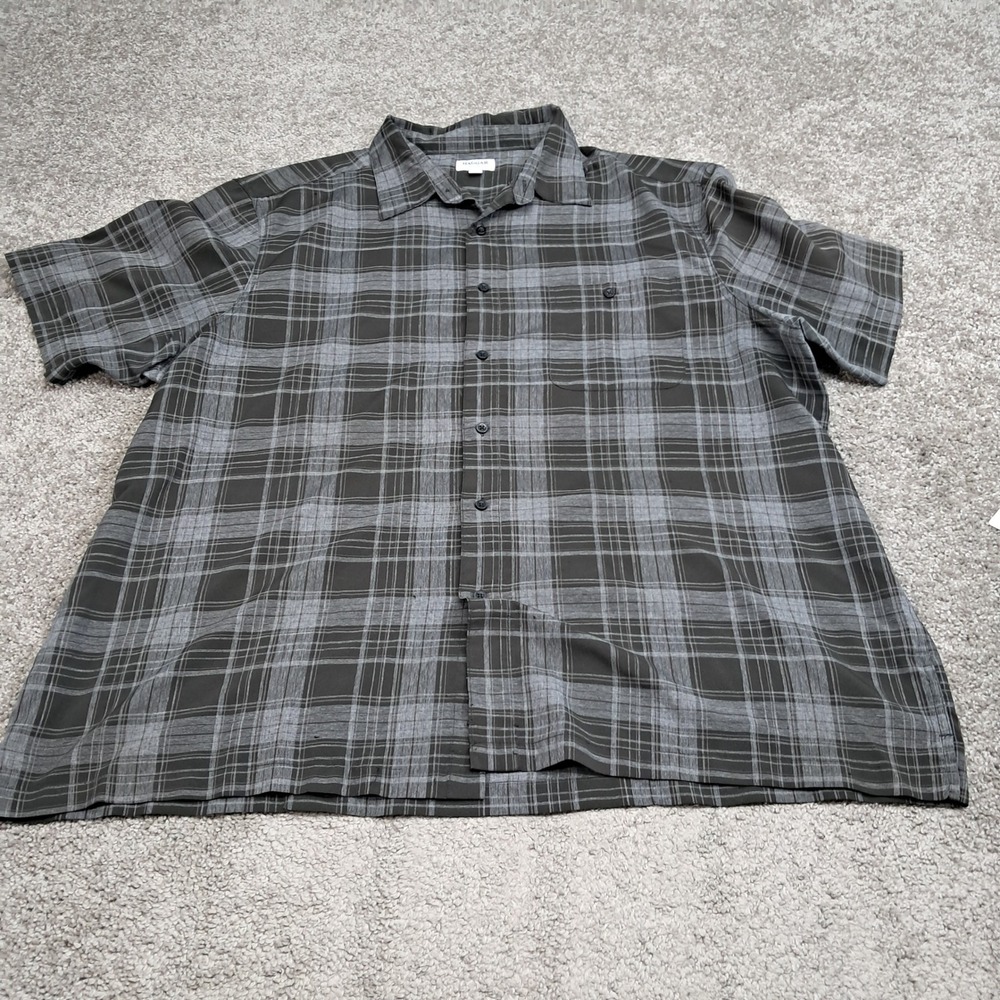 Haggar Cool 18 Tec Mens 3X Grey Plaid Short Sleeve Button Down Shirt 8564